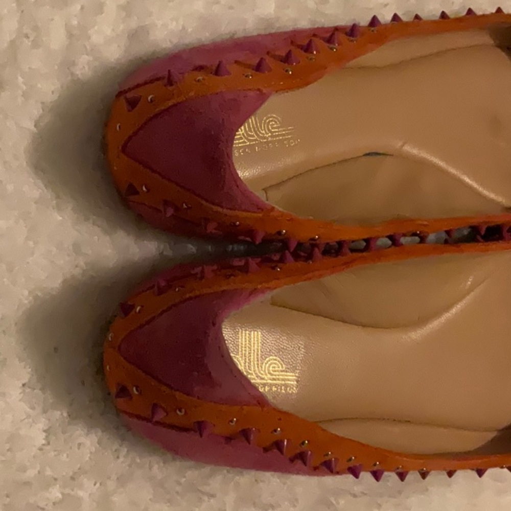Belle pink and orange spiked flats GUC - Picture 3 of 5